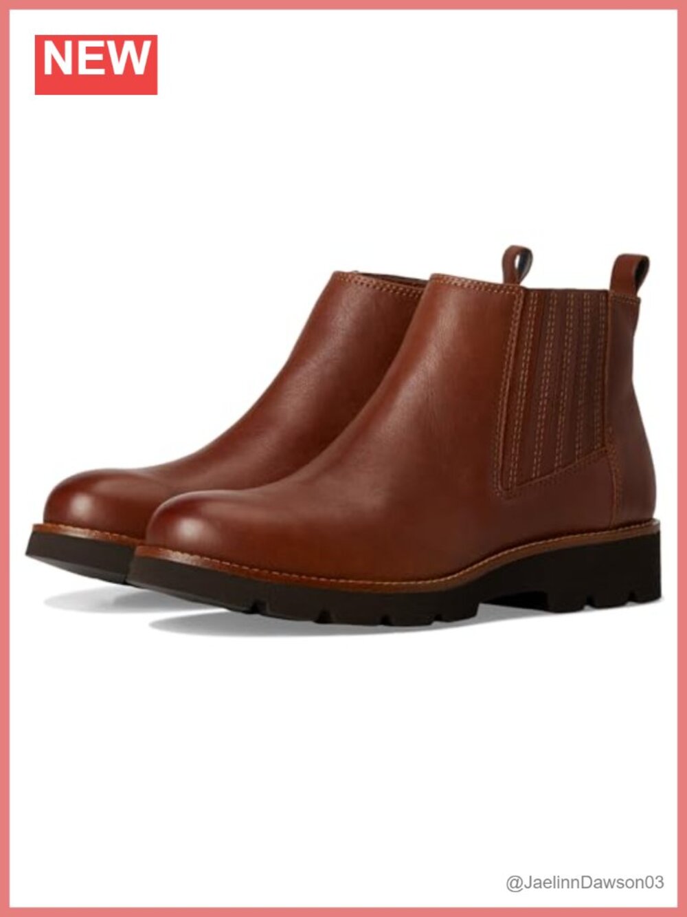 Waterproof Chelsea Ankle Boot Lug Sole Zip Block Heel Round Toe Leather